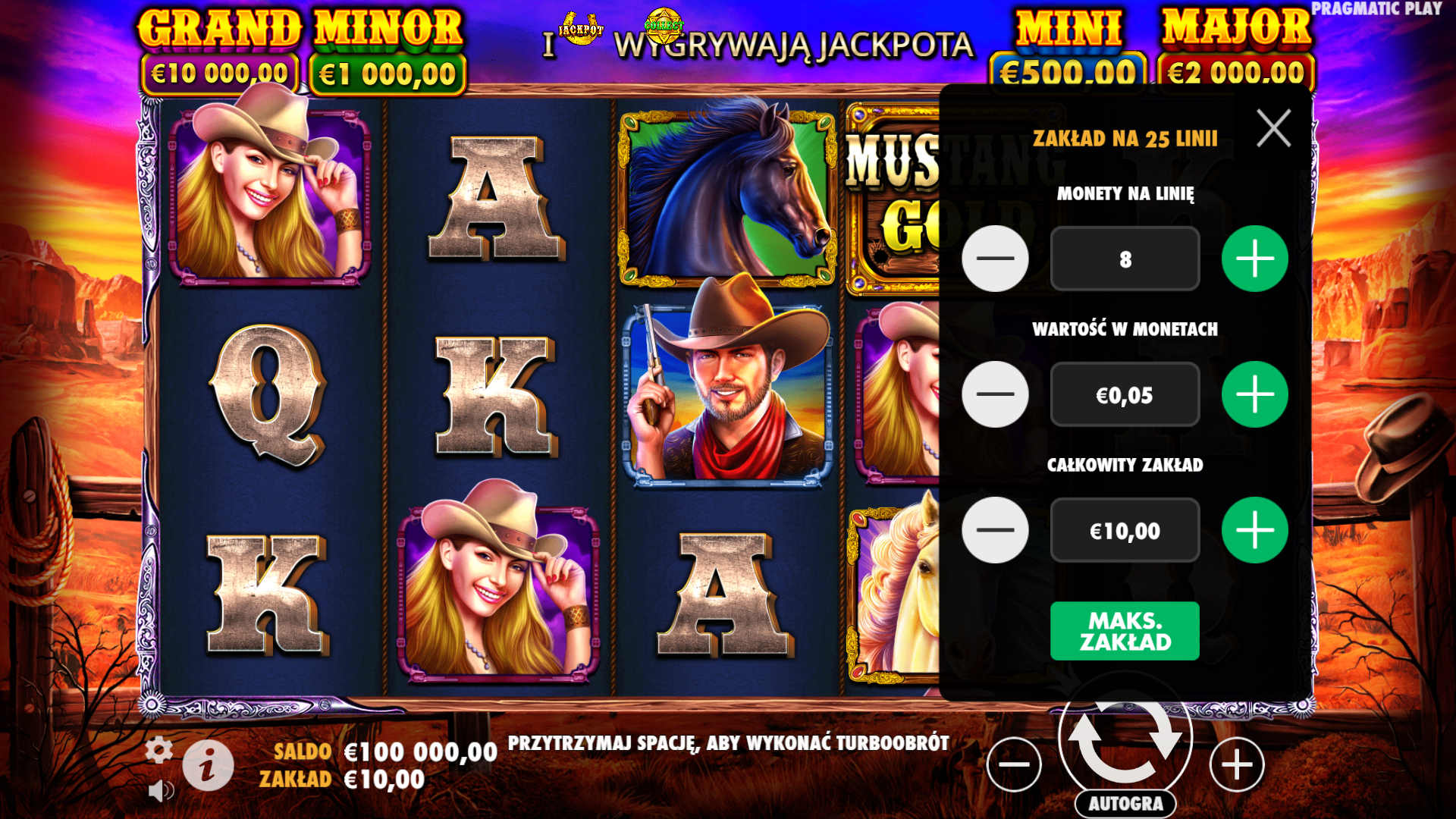 Automat Mustang Gold w kasynie internetowym Mostbet